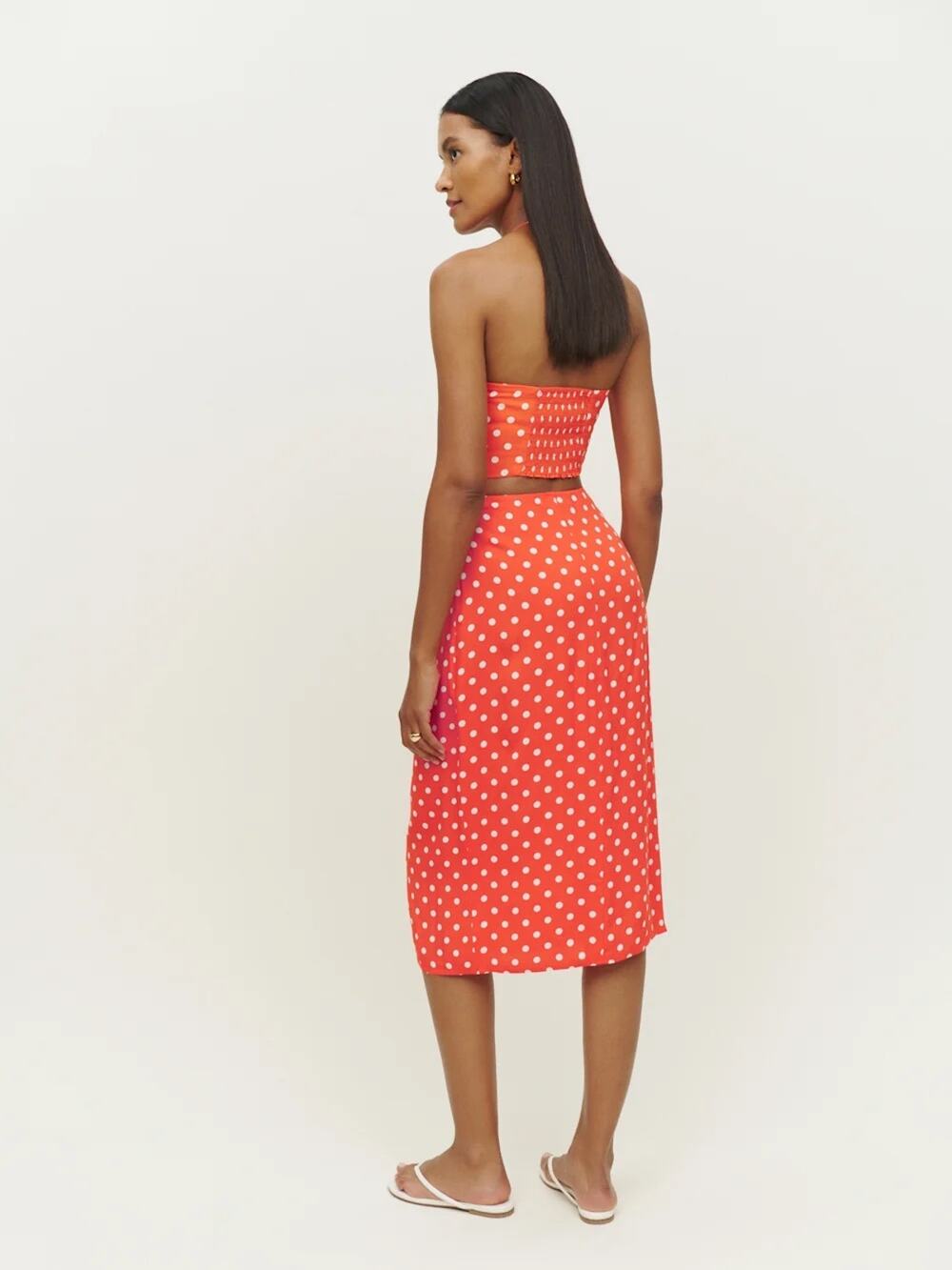 Reformation Voyage Top Orange Polka Dot Size 12 NWT